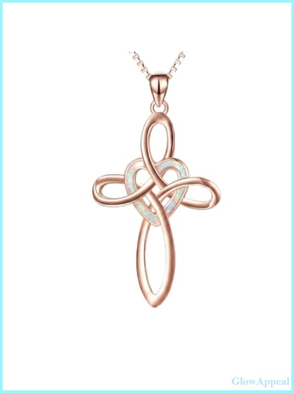 925 Sterling Silver Celtic Knot Cross Necklace Opal Infinity Pendant 18+2 Inch